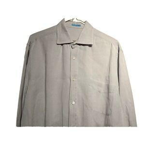 J. Mclaughlin Button Up Linen Shirt Mens L‎ Beach/Formal Light Gray Long Sleeve